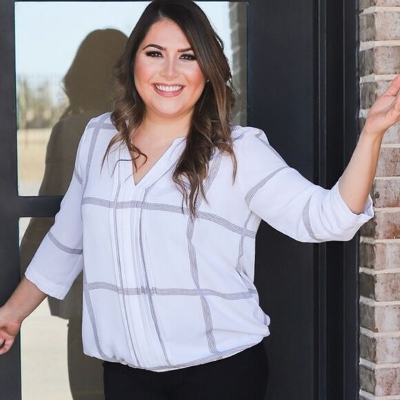 41 Hawthorn Juanis Pleat Detail Gathering Hem Blouse White STITCH FIX XS NWT - Picture 2 of 11